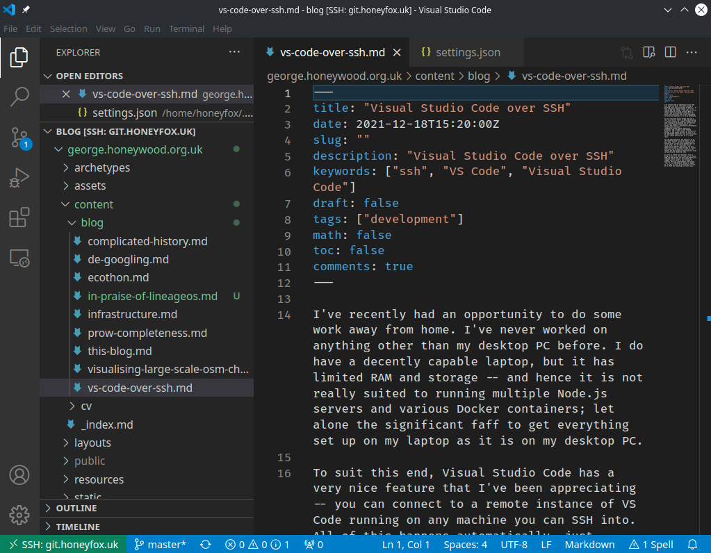 
            VS Code being used remotely
        